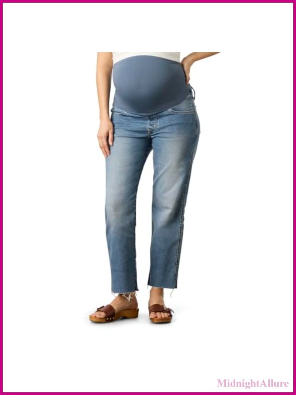 Maternity Straight Leg Jeans Pull On Comfort Belly Band